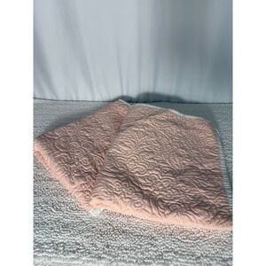 Pink Quilted Pillow Sham Cover Set Rose Floral Embroidered Farmhouse